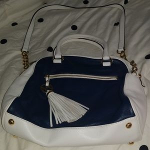 Michael Kors Large Navy/White Leather Satchel